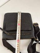 Black Leather Crossbody Messenger Bag with Adjustable Brown Strap – Casual