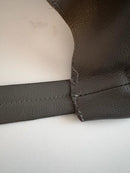 Gray Leather Shoulder Bag with Wide Strap
