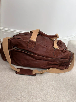 Marks and Spencer large brown leather duffel bag