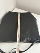 S'Noir Black Leather Shoulder Bag with Adjustable Strap