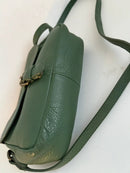 Green Leather Crossbody Bag with Adjustable Strap