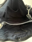 Classic Black Genuine Leather Shoulder Bag with Adjustable Strap