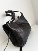 Classic Black Genuine Leather Shoulder Bag with Adjustable Strap