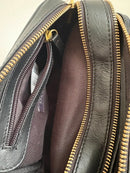 Leopard Print and Black Leather Crossbody Bag with Gold Hardware