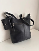 White stuff dark navy leather satchel bag