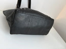 NBS Collection Black Leather Tote Bag with Exterior and Interior Zipper Pockets