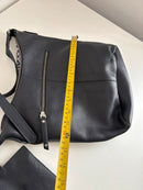 White stuff dark navy leather satchel bag