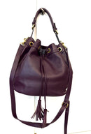 Boden Purple Leather Bucket Bag with Adjustable Strap, Very Good Condition