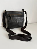 Black Leather Crossbody Bag with Adjustable Strap
