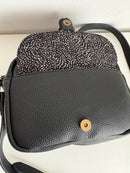 FatFace Black Leather Satchel Bag with Buckle Detail and Adjustable Strap - Very