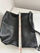 S'Noir Black Leather Shoulder Bag with Adjustable Strap [COPY]