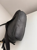 Fatface black leather shoulder bag with extra strap