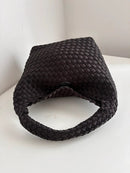 Woven Black Handbag with Structured Handle