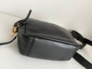 Black Leather Double Zipper Crossbody Bag with Adjustable Strap