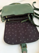 Green Leather Crossbody Bag with Adjustable Strap