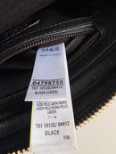 Black Leather Double Zip Crossbody Bag with Adjustable Strap