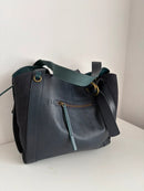 White stuff navy leather handbag/shoulder bag