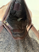 Brown Leather Backpack with Front Zip Pocket and Buckle Closure