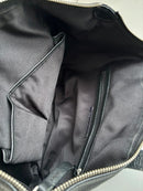 NBS Collection Black Leather Tote Bag with Exterior and Interior Zipper Pockets