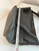Gray Leather Shoulder Bag with Wide Strap