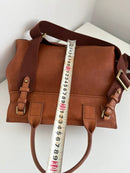 Joules Brown Leather and Suede Satchel Bag with Adjustable Strap