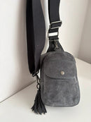 Fatface grey leather crossbody bag