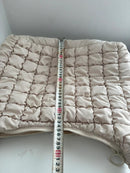 Beige Quilted Shoulder Bag with Padded Strap and Zipper Closure