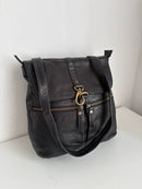 FatFace Black Leather Women's Backpack, Very Good Condition