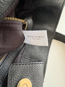 John Lewis black leather tote bag with gold hardware