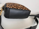 Leopard Print and Black Leather Crossbody Bag with Gold Hardware