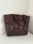 Fatface large chocolate/dark brown leather tote bag