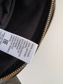 Black Leather Double Zip Crossbody Bag with Adjustable Strap