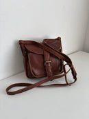 FatFace Brown Leather Women's Satchel with Adjustable Strap, Casual Vintage Style