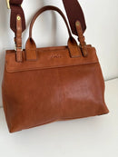 Joules Brown Leather and Suede Satchel Bag with Adjustable Strap