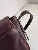Joules Burgundy and Brown Leather Women's Satchel Bag Casual Vintage Style