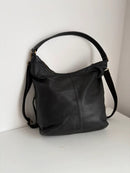 Fatface black leather shoulder bag with extra strap