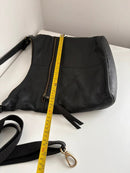 Fatface black leather shoulder bag with extra strap