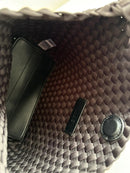 Woven Black Handbag with Structured Handle