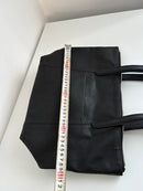 NBS Collection Black Leather Tote Bag with Exterior and Interior Zipper Pockets
