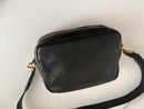 Black Leather Double Zipper Crossbody Bag with Adjustable Strap