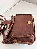 FatFace Brown Leather Women's Satchel with Adjustable Strap, Casual Vintage Style