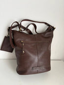 White stuff dark brown leather crossbody/shoulder bag