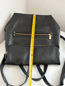 Marks and Spencer black with gold hardware leather backpack