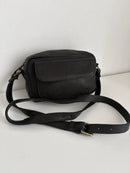 FatFace Black Leather Crossbody Bag with Front Pocket