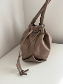 Boden beige drawstring leather shoulder bag/handbag