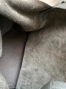 Gray Leather Shoulder Bag with Wide Strap