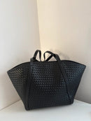 Marks & Spencer Large Black Woven Pattern Tote Bag - Very Good Condition