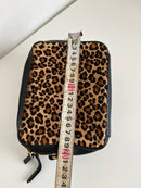 Leopard Print and Black Leather Crossbody Bag with Gold Hardware