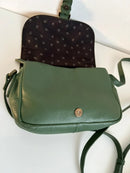 Green Leather Crossbody Bag with Adjustable Strap