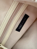 Beige Quilted Shoulder Bag with Ring Zipper Pull